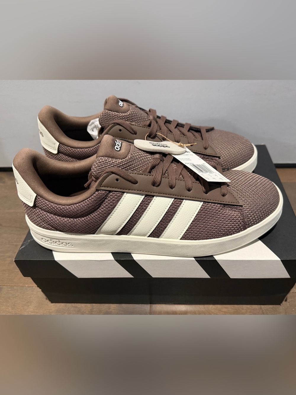 adidas Men’s Brown Sneakers with White Stripes